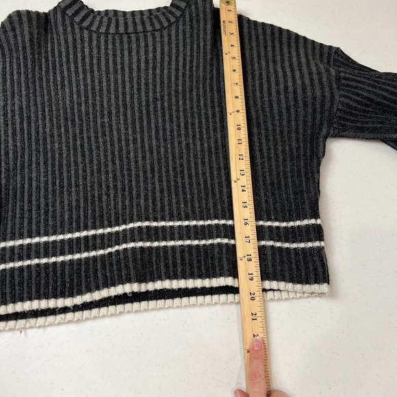 Moussy Sweater Womens‎ Free Size Gray/Black Striped Crew Wool Blend Relaxed Fit - Picture 12 of 13